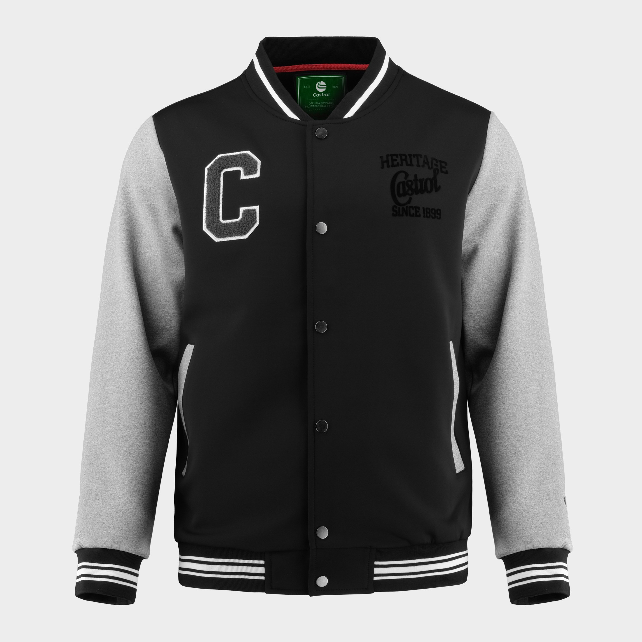 Herito BTN Varsity Jacket :: True Black / Grey Heather