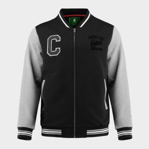 Herito ZIP II Varsity Jacket :: True Black / Grey Heather