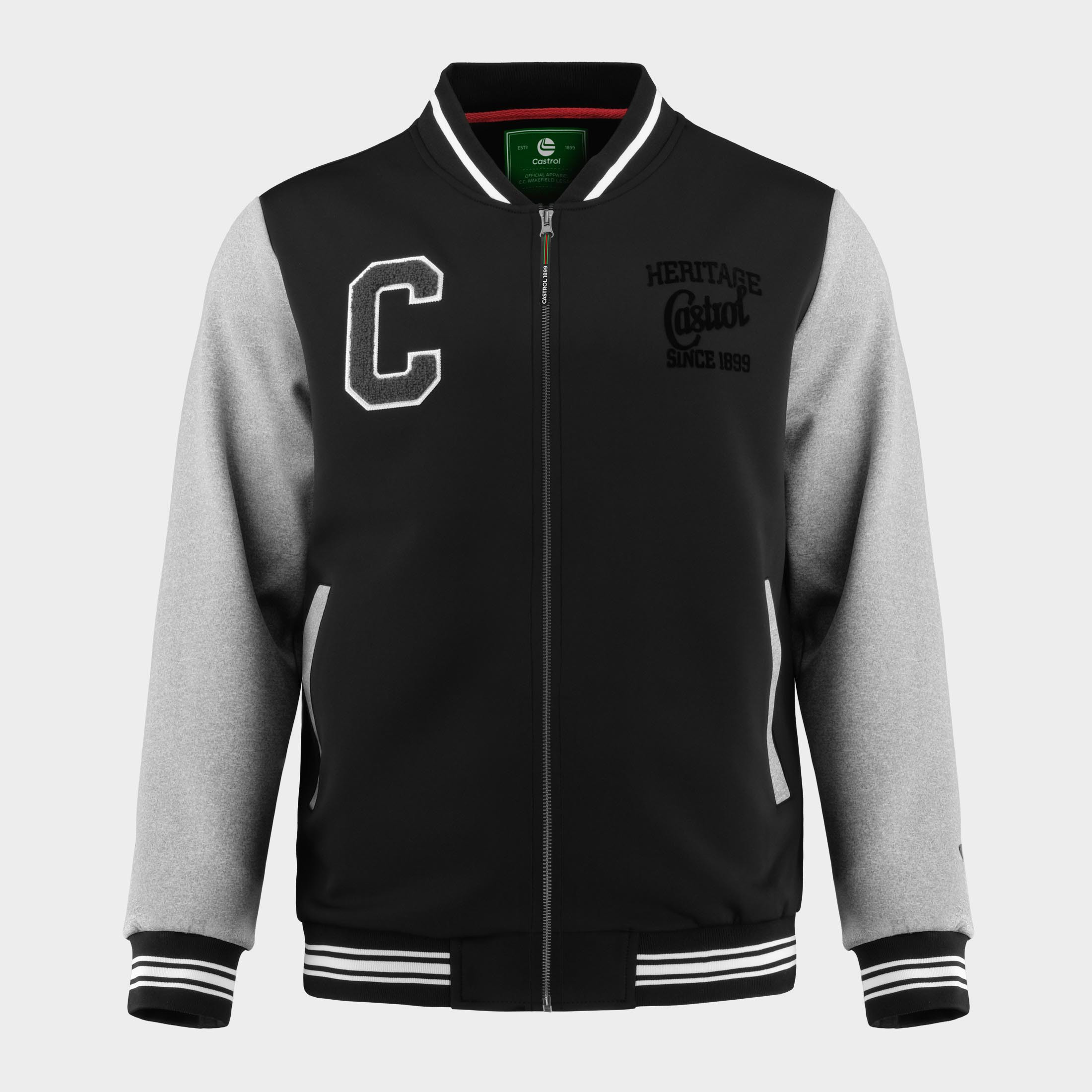 Herito ZIP II Varsity Jacket :: True Black / Grey Heather